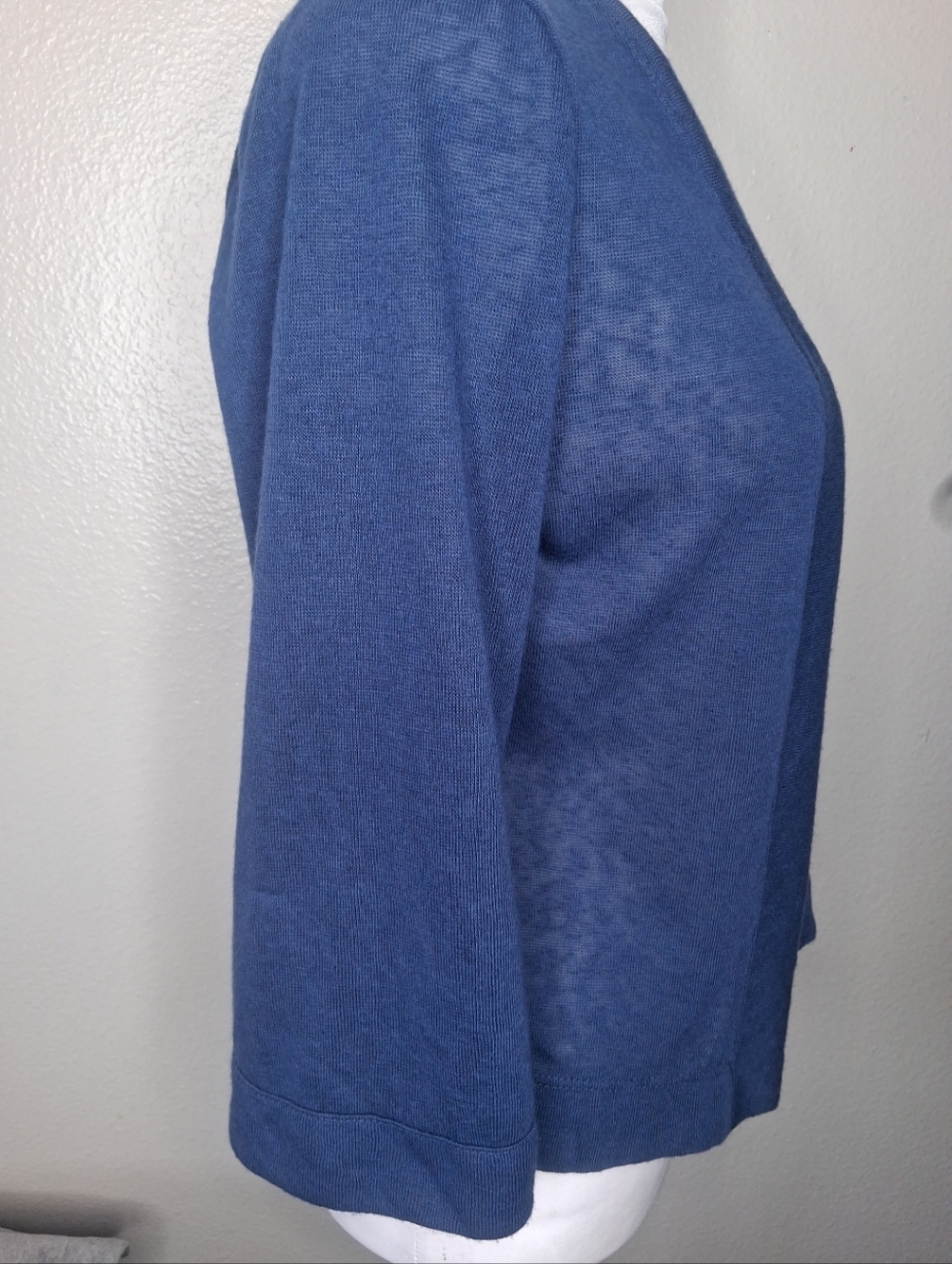 Notations Half Sleeve Navy Open Front Cardigan Lightweight Transitional Petite L - Picture 6 of 13